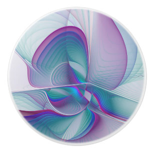 Modern Abstrakt Rosa Blue Turquise Fractal Art Knopp