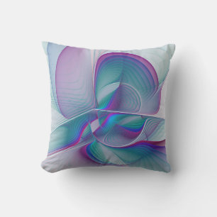 Modern Abstrakt Rosa Blue Turquise Fractal Art Kudde