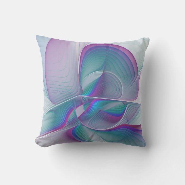 Modern Abstrakt Rosa Blue Turquise Fractal Art Kudde (Framsida)