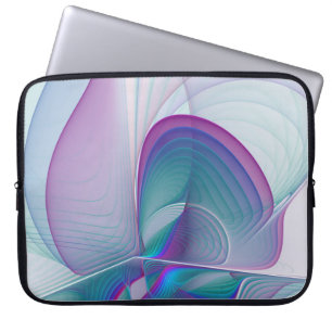 Modern Abstrakt Rosa Blue Turquise Fractal Art Laptop Fodral