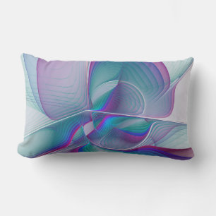Modern Abstrakt Rosa Blue Turquise Fractal Art Lumbarkudde