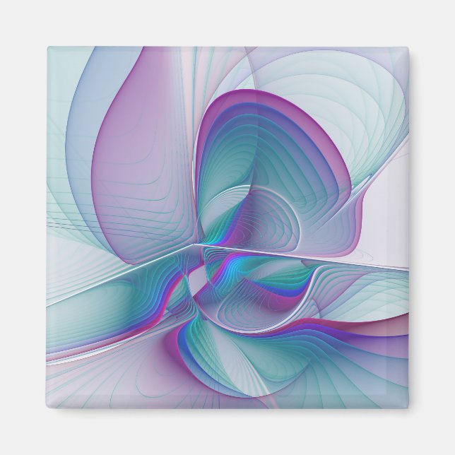 Modern Abstrakt Rosa Blue Turquise Fractal Art Magnet (Framsidan)