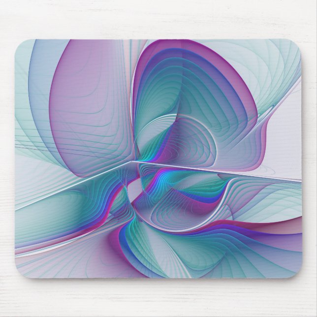 Modern Abstrakt Rosa Blue Turquise Fractal Art Musmatta (Framsidan)