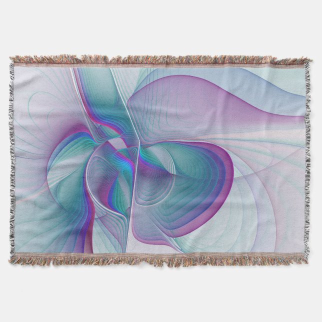 Modern Abstrakt Rosa Blue Turquise Fractal Art Mysfilt (Framsidan)