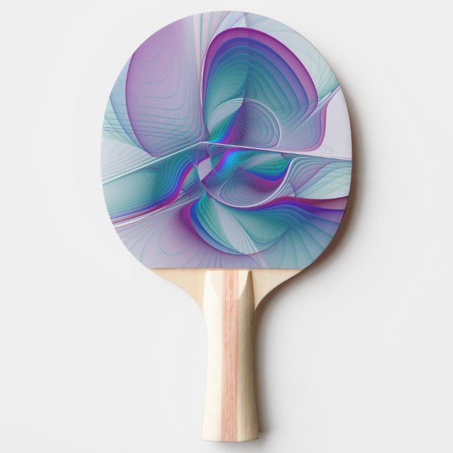 Modern Abstrakt Rosa Blue Turquise Fractal Art Pingisracket (Framsidan)