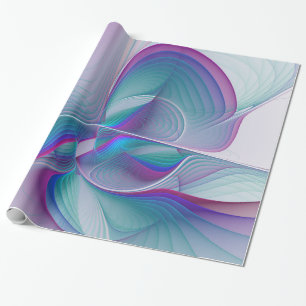 Modern Abstrakt Rosa Blue Turquise Fractal Art Presentpapper