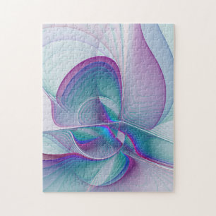 Modern Abstrakt Rosa Blue Turquise Fractal Art Pussel
