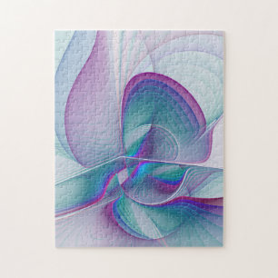 Modern Abstrakt Rosa Blue Turquise Fractal Art Pussel
