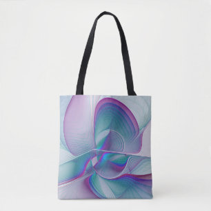 Modern Abstrakt Rosa Blue Turquise Fractal Art Tygkasse