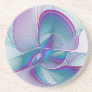Modern Abstrakt Rosa Blue Turquise Fractal Art Underlägg