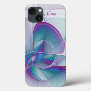 Modern Abstrakt Rosa Blue Turquise Fractal Namn