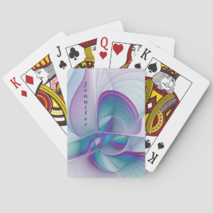 Modern Abstrakt Rosa Blue Turquise Fractal Namn Casinokort