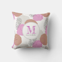 Modern Abstrakt Rosa Grått Mönster Monogram 