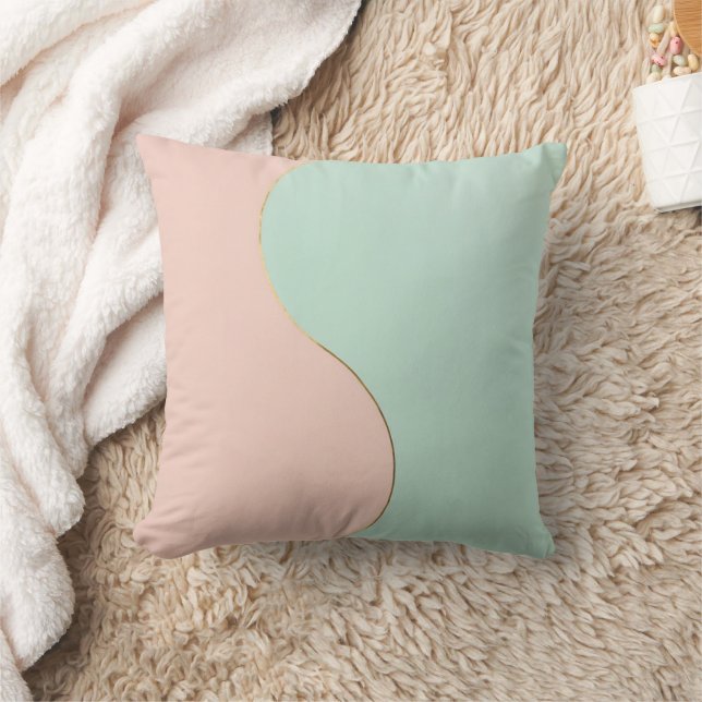 Modern Abstrakt Rosa Mintgrön Kollektion Kudde (Filt)