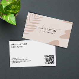 Modern Abstrakt Rosa Monogram QR-kod Visitkort