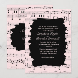 Modern Abstrakt Rosa Music Wedding bjudande in Inbjudningar