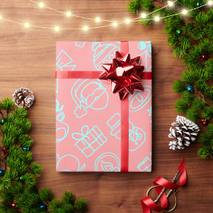 Modern Abstrakt Rosa och blå jul Mönster Presentpapper