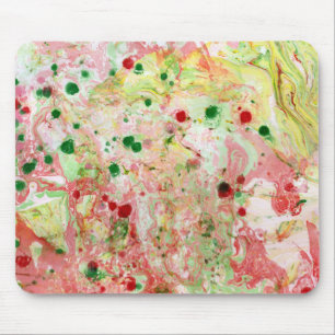 Modern Abstrakt Rosa Red Gult Grönt Marble Musmatta