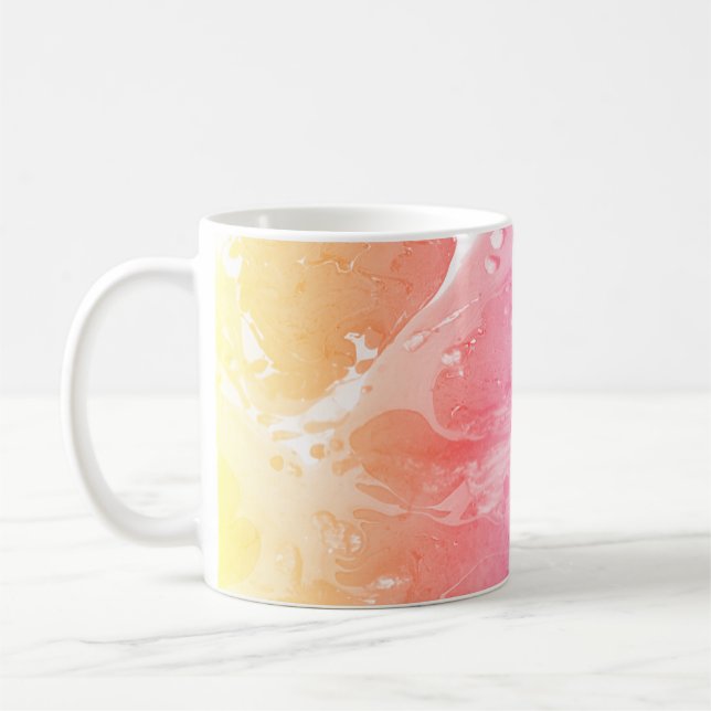 Modern Abstrakt Rosa Red Gult Orange Lila Kaffemugg (Vänster)