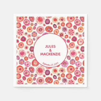 Modern Abstrakt Rosa Watercolor Circles Pappersservett