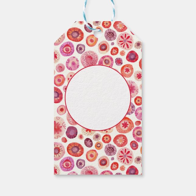 Modern Abstrakt Rosa Watercolor Circles Presentetikett (Baksidan)