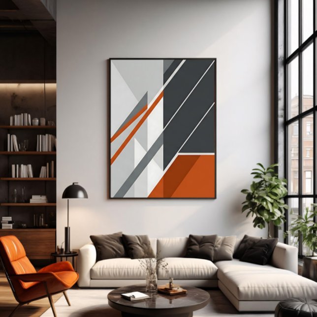 Modern Abstrakt Rost Orange Grå Poster (Skapare uppladdad)