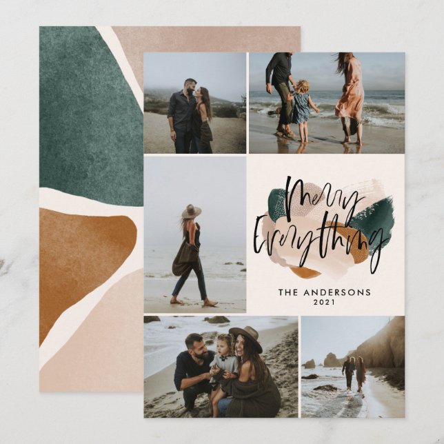 Modern abstrakt roust 5 bild Jul-helgdag Ann Inbjudningar (Fram/baksida)