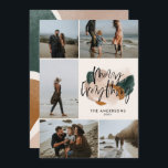 Modern abstrakt roust 5 bild Jul-helgdag Ann Inbjudningar<br><div class="desc">Modern abstrakt grönast,  terracotta 5 fotobågstiltskript som målats på julen är värt allt helgdag kort.</div>