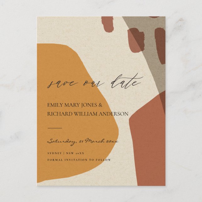 MODERN ABSTRAKT RUST KRAFT ARTISTIC SPARA DATUM MEDDELANDE VYKORT (Framsida)