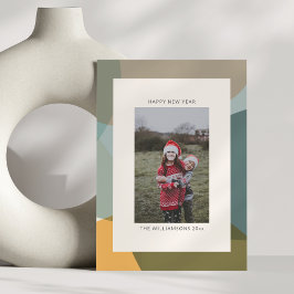 Modern Abstrakt Sage Teal Photo Gott nytt år Julkort