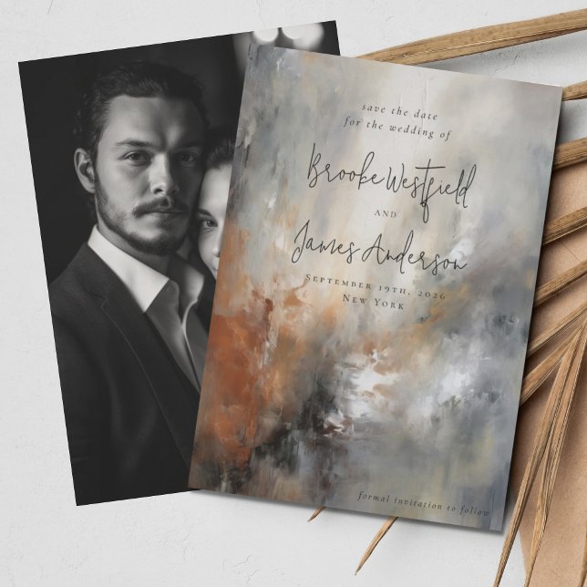 Modern Abstrakt Samtida Bröllop Spara Datumet (Skapare uppladdad)