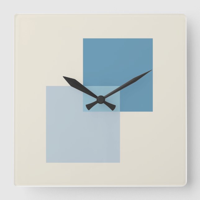 Modern Abstrakt Shades of Blue, Minimalist Design Fyrkantig Klocka (Framsida)