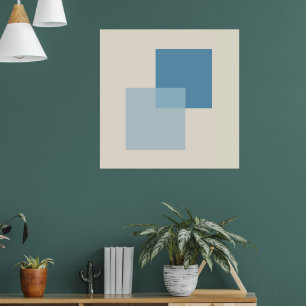 Modern Abstrakt Shades of Blue, Minimalist Design Poster