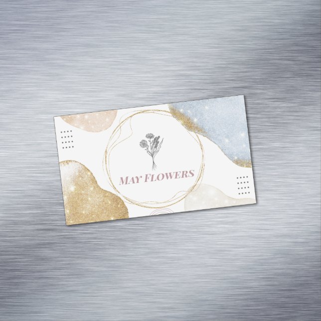 Modern Abstrakt Shapes i Guld Magnetiska Visitkort (In Situ)