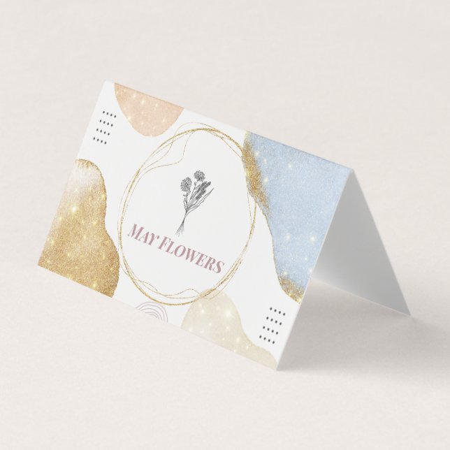 Modern Abstrakt Shapes i Guld Visitkort (Framsida)