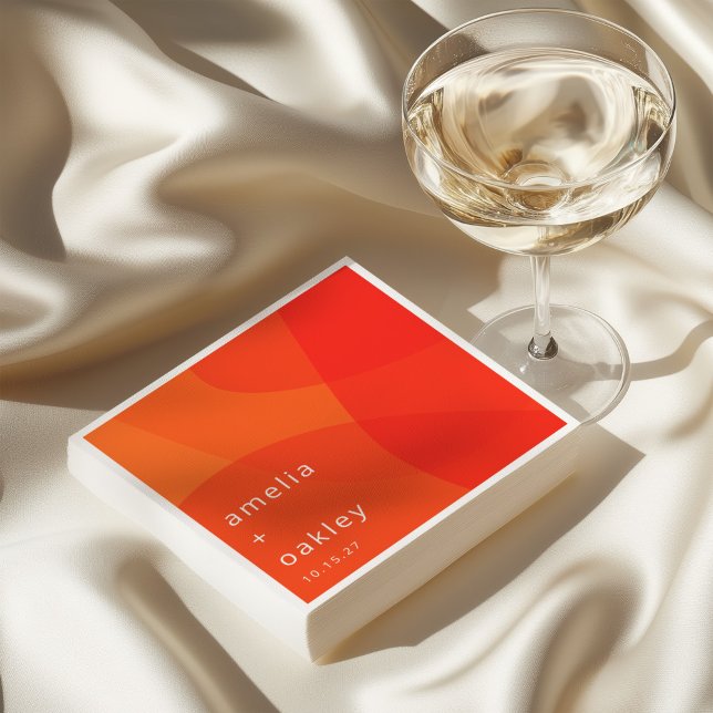 Modern Abstrakt Shapes Orange Bold Personligt bröl Pappersservett (Skapare uppladdad)