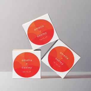 Modern Abstrakt Shapes Orange Bold Personligt bröl Runt Klistermärke