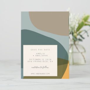 Modern Abstrakt Shapes Teal Taupe Spara Datumet