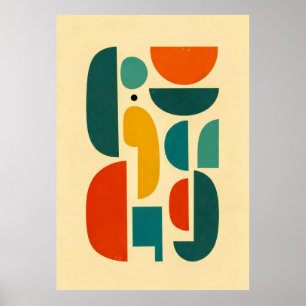 Modern Abstrakt Shapes Vintage affisch i mitten av