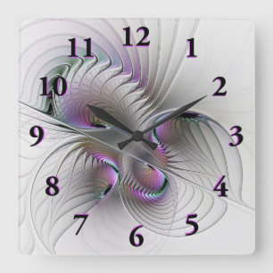 Modern Abstrakt Shy Fantasy Figur Fractal Art Fyrkantig Klocka