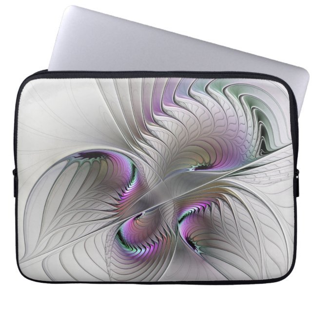 Modern Abstrakt Shy Fantasy Figur Fractal Art Laptop Fodral (Framsidan)