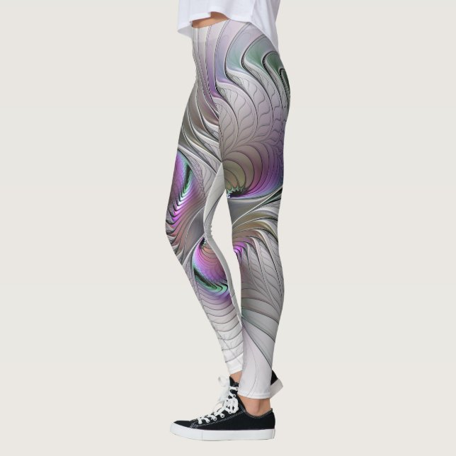 Modern Abstrakt Shy Fantasy Figur Fractal Art Leggings (Vänster)