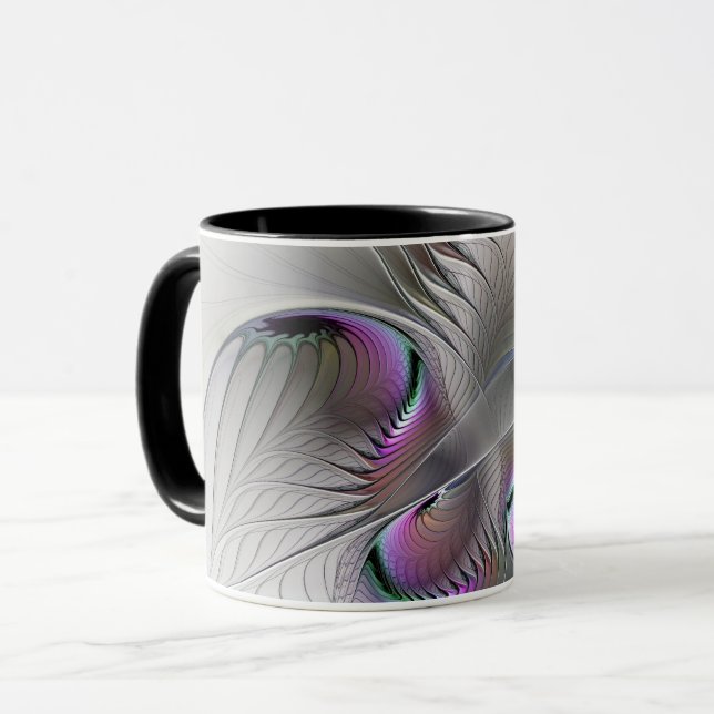 Modern Abstrakt Shy Fantasy Figur Fractal Art Mugg (Framsida vänster)