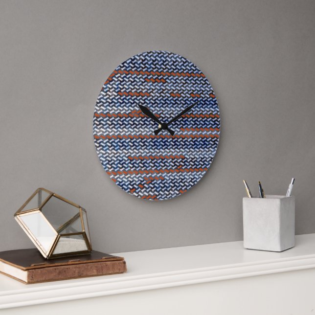 Modern abstrakt sicksack-mönsterdesign 1283 stor klocka (Kontor)