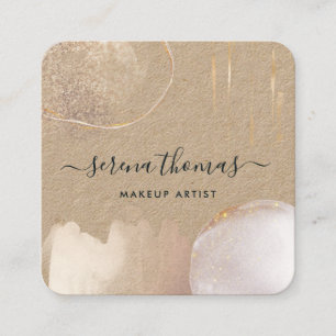 Modern Abstrakt Signatur Blush Guld akvarell Fyrkantigt Visitkort
