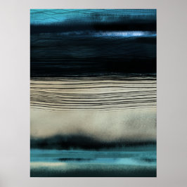 Modern Abstrakt Sjölandskap Contemporary Kustkonst Poster
