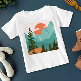 Modern abstrakt skog, berg och soluppgång t shirt