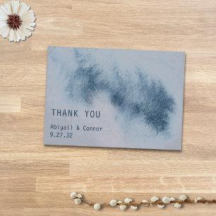 Modern Abstrakt Slate Blue Grått Mist Watercolor Tack Kort