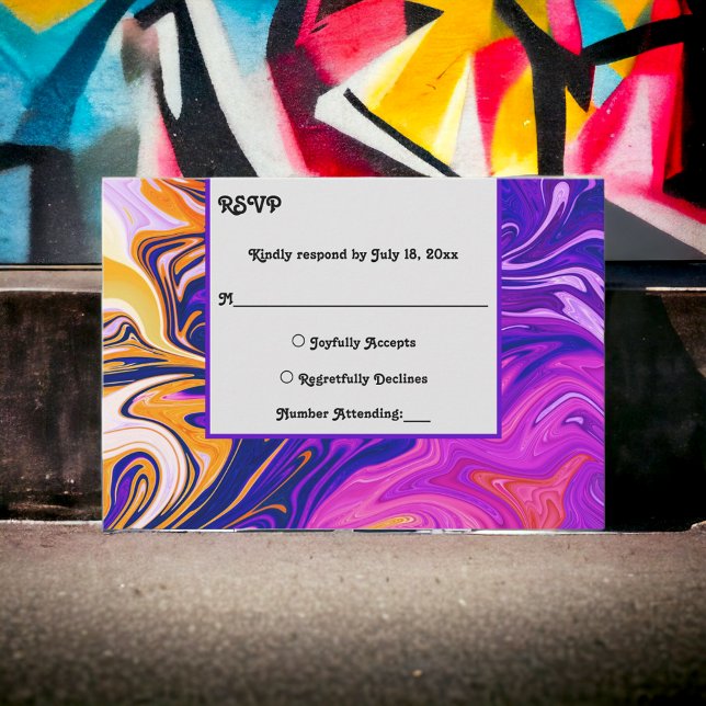 Modern Abstrakt Snyggt Galaxy Vågigt Chic Bröllop OSA Kort (Skapare uppladdad)