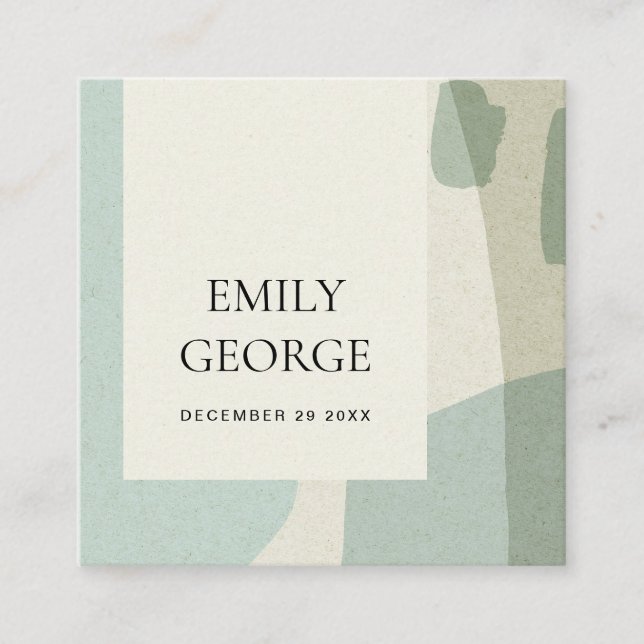 MODERN ABSTRAKT SOFT AQUA BLUE BRÖLLOP WEBBPLATS FYRKANTIGT VISITKORT (Framsida)